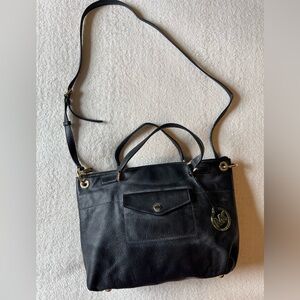 Michael Kors Mira Black Leather Crossbody Bag. Black w gold hardware